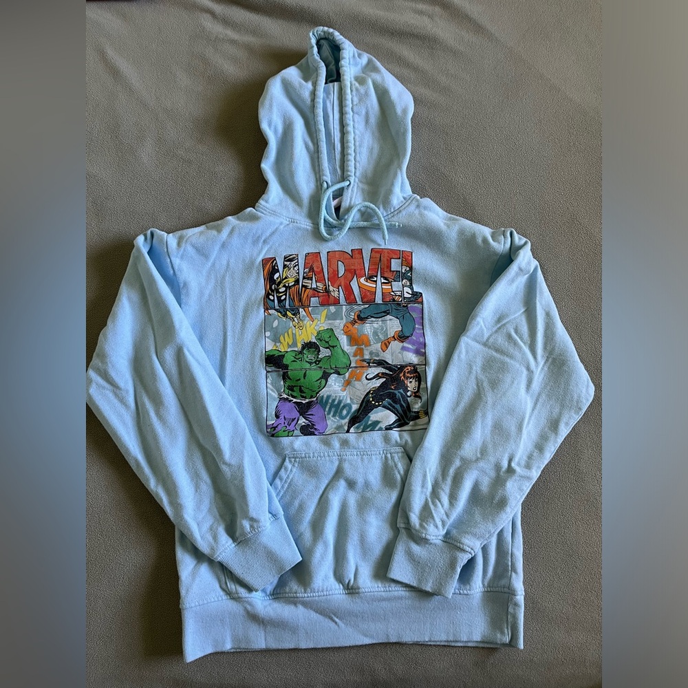 Marvel Light Blue Hoodie size Small